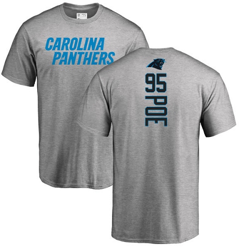 Carolina Panthers Men Ash Dontari Poe Backer NFL Football #95 T Shirt->nfl t-shirts->Sports Accessory